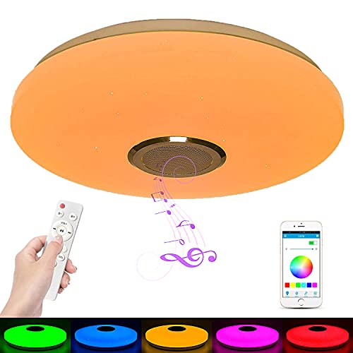 Northrend Smart LED Ceiling Lights, 36W Music Ceiling Light with Remote Control & APP, RGB Ceiling Light with Bluetooth Speaker, for Louge, Living Room, Bedroom and More (Circular)