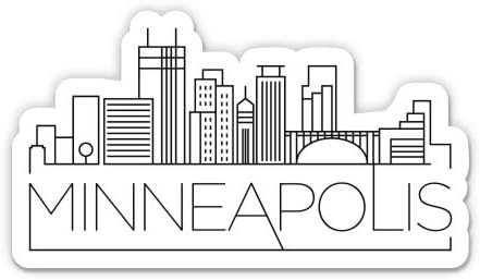 Minneapolis Minnesota City Skyline - Vinyl Sticker - Large Size (11 Wide)