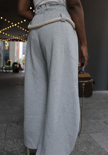 YOOTIKO Womens Straight Wide Leg Pants Barrel Sweatpants Hemp Rope Elastic High Waist Baggy Trousers2