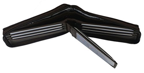 Bullz RFID Blocking Mens Leather Wallet Zip Around ID Card Window Bifold4