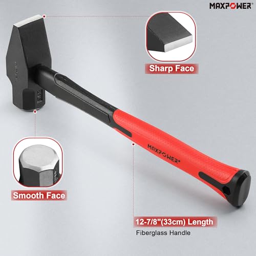 Image of MAXPOWER 3LB Cross Pein Hammer, with 12-7 /8 inch Fiberglass Handle, Drop Forged Steel Head