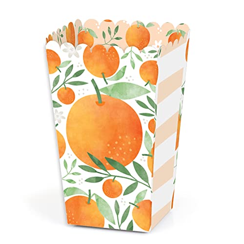 Image of Big Dot of Happiness Little Clementine - Orange Citrus Baby Shower or Birthday Party Favor Popcorn Treat Boxes - Set of 12