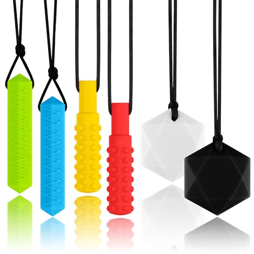 Sensory Chewy Necklaces, Silicone Oral Motor Aids Sensory Chew Necklace for Kids with Austim, ADHD, Anxiety or Special Needs
