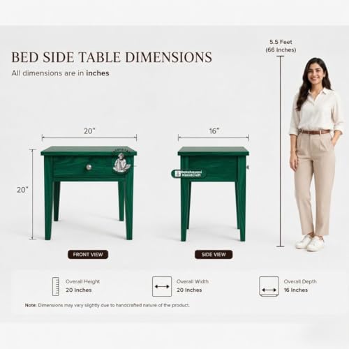 Image of Sheesham Wood Allure Bedside Table for Bedroom & Living Room | Solid Wood Nightstand with Storage Drawer and Open Shelf | Modern End Table