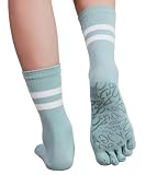 [Maison Peony] ヨガソックス 5本指 滑り止め 表糸綿100% 靴下 レディース ピラティス ホットヨガ 室内トレーニング 綿100% 蒸れない 吸汗 速乾 防臭 オリジナル柄 強力グリップ 姿勢安定 外反母趾 予防 23-25cm 日本製 (ミント)