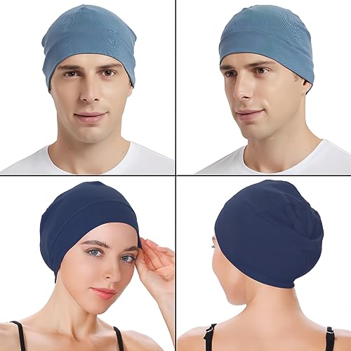 Image of Headshion Cotton Skull Caps for Men Women,2-Pack Lightweight Beanie Sleep Hats Breathable Helmet Liner