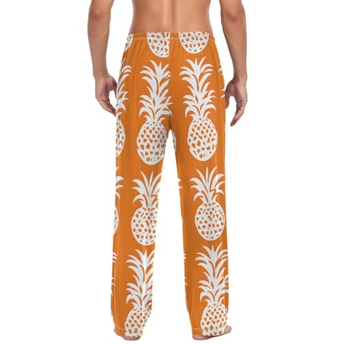 Men's Pajama Pants White Pineapple Orange PJ Lounge Pants Soft Men Pajama Bottoms3