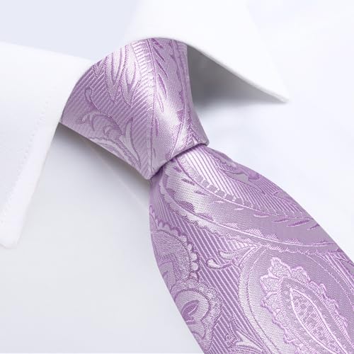 Image of DiBanGu Mens Paisley Tie Set Silk Woven Jacquard Necktie and Pocket Square Cufflinks Gift Set for Wedding Bussiness