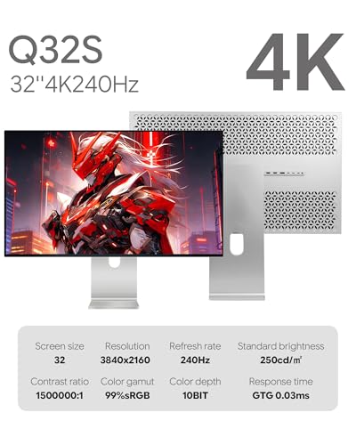 Image of Q32S 32 inch 4K 240Hz QD-OLED Glossy Monitor, 0.03ms, 99% sRGB, 99% DCI-P3, 10-Bit Color, HDR, 1500000:1 Contrast Ratio, Eye Care (Honeycomb - with Stand)