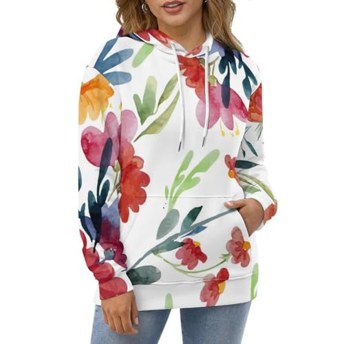 Sweatshirt aquarelle fleurs unisexe pull finitions soignées en taille S