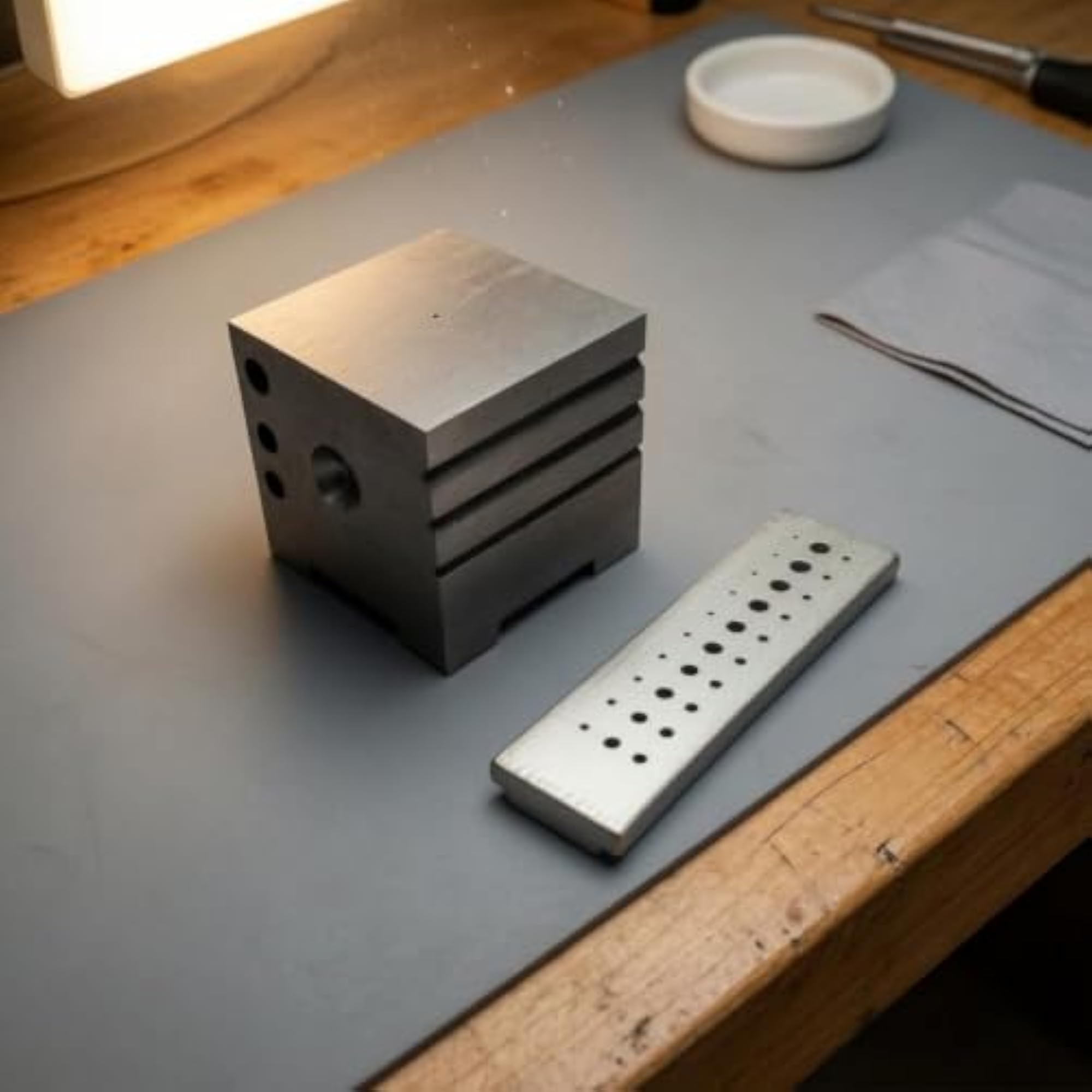 Metallic Finish Steel Watch Repair Block