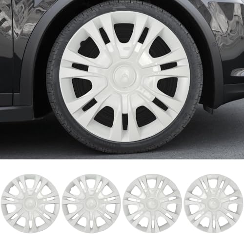 Image of Pure White Hubcap Wheel Cover Replacement Kit 15 inch Hub Caps Wheel Rim Cover Car Exterior Accessories Pack of 4, 15 inches