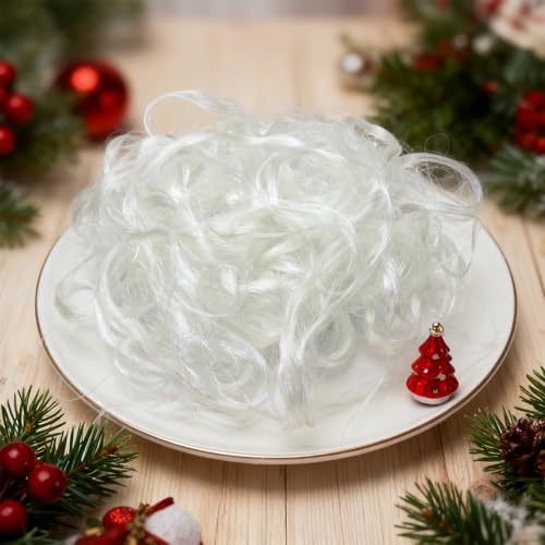 YIBOBO 100 Grams Angel Hair Christmas Decorations, Winter Wonderland Table Scatter, Fireplace Mantel & Tree Decor, DIY Holiday Craft Supplies for Home (100g)