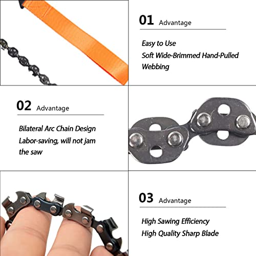 YEJAHY Motosierra de bolsillo de 25.6 pulgadas, 11 serraciones, herramienta de supervivencia portátil de mano para acampar al aire libre, corte de árbol de caza, motosierra de corte - Image 4