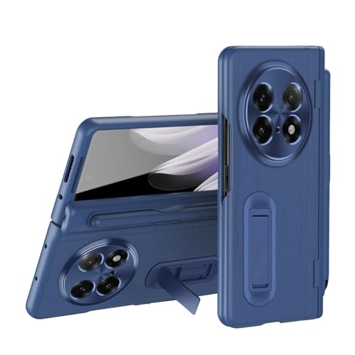 Étui Oppo Find N5 avec S Pen à charnière antichoc en cuir bleu