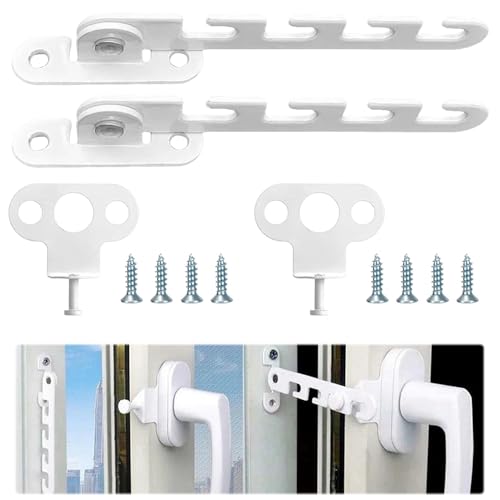 Fensterfeststeller Set, 2 Stücke Fensterstopper Fenster regler, Fensterriegel, Zuschlagschutz Fensterriegel Kippfensterschutz für Schiebefenster Normale Fenster