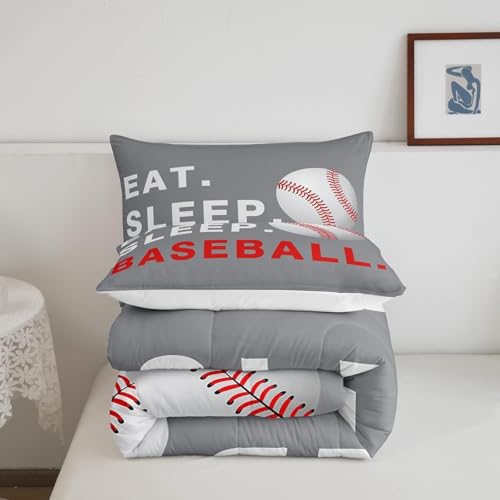 Image of Feelyou Baseball Comforter Set Toddler Size Bedding Set for Kids Teens