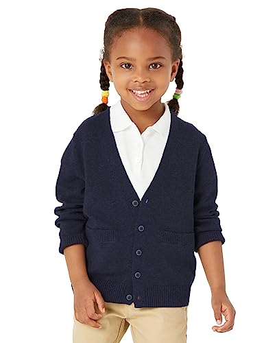 Image of Amazon Essentials Unisex Kids and Toddlers' V-Neck Cotton Uniform Cardigan Sweaters, Pack of 2