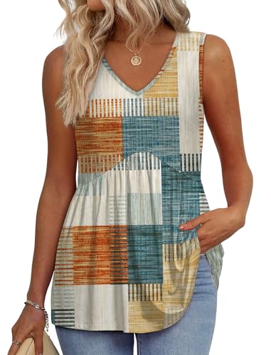 Image of OFEEFAN Womens Tank Tops 2025 Flowy Peplum Tops for Women Dressy Sleeveless V Neck Babydoll Tank Tops