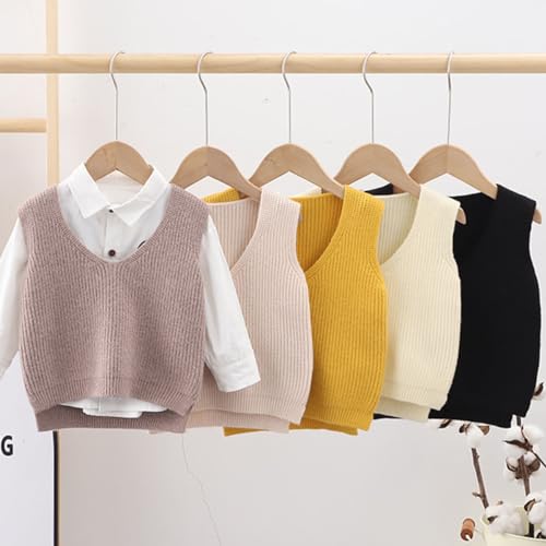 Pull gilet tricoté sans manches bébé chaud col V automne printemps - 6
