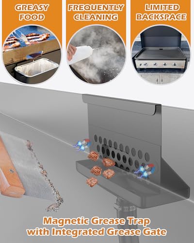 rear grease drainage system for blackstone grease catcher upgrade blackstone grease trap funnel with grease gate grease bucket wlid 12 pack foil bucket liners blackstone griddle accessories