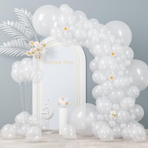 Image of Voircoloria 130pcs Clear Balloons Different Sizes 18 inch 12 inch 10 inch 5 inch Transparent Latex Balloon Garland Arch Kit for Birthday Baby Shower Graduation Wedding Gender Reveal Anniversary Party Decorations
