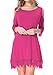 Levaca Womens 3/4 Sleeve Off Shoulder Lace Patchwork Loose Casual Dress Extender