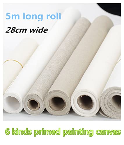 Rollo de lona de lino de algodón de 280 g, imprimado para pintura al óleo y acrílica, perfecto para artistas y estudios, ideal para proyectos creativos
