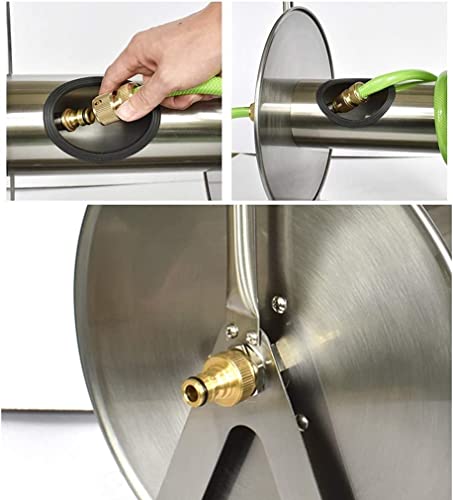 Carretto dell'avvolgitore per tubo flessibile del giardino con la pistola d'irrigazione, scaffale portatile di stoccaggio per la gestione efficiente del tubo