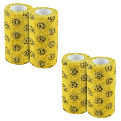 Image of A-Tape Breathable Self Adhesive Cohesive Bandage for Humans & Pets (Dogs, Cats, Birds) -Sports, Wrap, Athletic, Non Woven First Aid Medical, Wrist, Swelling (10 cm X 4.5 mtr) (Pack Of 4, Smiley)