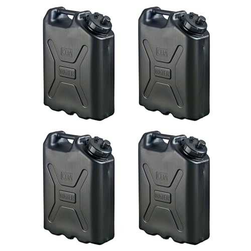 Scepter 4 Pack Military Style Water Container for Off-Road, Black, 5 Gallon