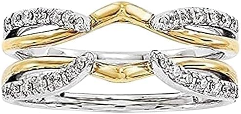 Shasha Creation -2.00 Ct Round Cut Diamond Ring Guard Enhancer, 14K Yellow Gold and White Gold Finish