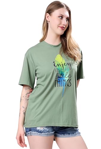 Image of London Hills Women's Cotton Oversized Fit Tshirt |Printed Oversized t Shirts Longline Drop Shoulder Boho Style T-Shirt