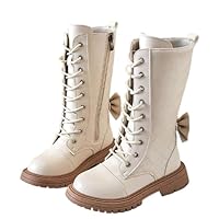 Knee Length Combat Boots for Girls Mid Calf Lace Up Riding Boot Fashion Zipper Punk Goth Boots PU Leather Platform Shoes