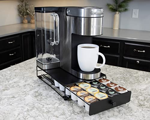 Nifty Solutions Capacity Nifty Rolling Mini Black Finish, Compatible With K-Cups, 24 Pod Pack Holder, Compact Under Coffee Pot Storage Drawer, Slim Home Kitchen Counter Organizer #TOP2