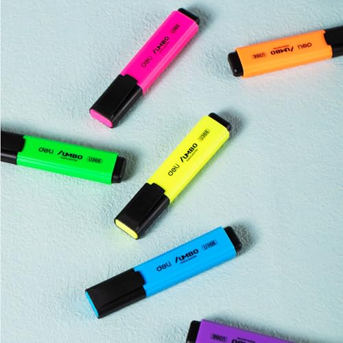 Deli Jumbo Highlighter Set Chisel tip: 1~5mm Assorted 6 pcs