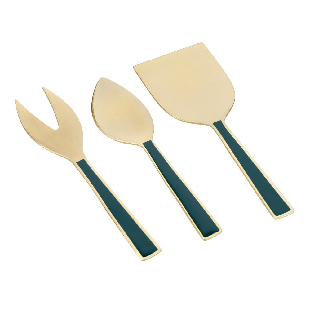 Artesà Stainless Steel Cheese Knife Set, 3 Pieces, Gift Boxed, Green
