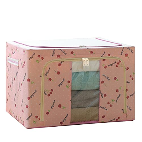 Caja de almacenamiento textil con marco de acero resistente para ropa y almohadas 2