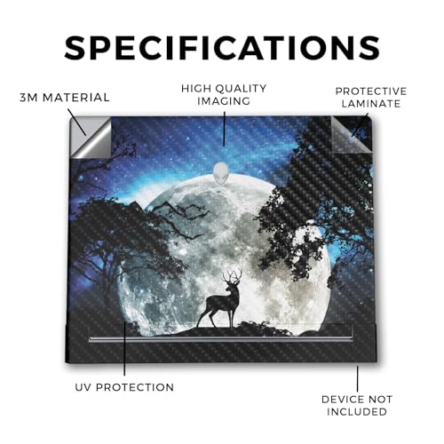 Image of Carbon Fiber Tablet Skin Compatible with Alienware X16 R2 (2024) - Moonlight Deer - Premium 3M Vinyl Protective Wrap Decal Cover - Easy to Apply | Crafted in The USA by MightySkins