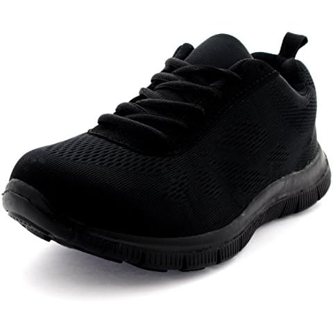 Get Fit Womens Mesh Running Trainers Athletic Walk Gym Shoes Sport Run - Black/Black - 6-39 - CD0047 Cover