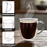 Aspect Double Walled Glass Coffee Cups, Pack of 2x350ML Coffee Mugs, Insulated Coffee Cups with Handle, Latte Mugs, Heat Resistant Glass for Cappuccino, Latte, Espresso, Tea, Juice,Christmas Gifts - Image 4