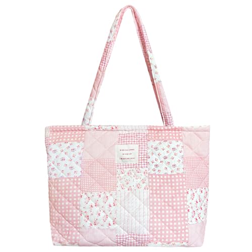 Bolso Tote pequeño acolchado floral con cierre de cremallera miniatura 1