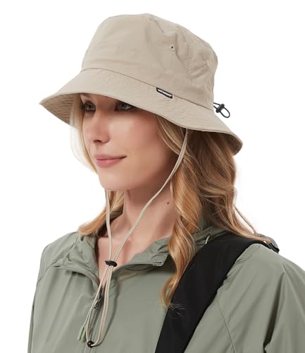 Creekstone Regenhut Damen Wasserdicht, Herren Bucket Hat Eimerhut, Sonnenhut UV Schutz, UPF50 Outdoor Faltbar Wandern Fischerhut (DE/NL/SE/PL, Alphanumerisch, Einheitsgröße, Beige)