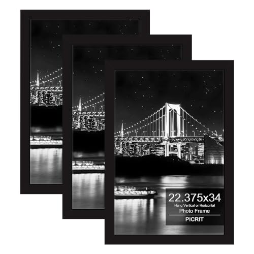 Image of Picrit 22.375x34 Black Poster Frame, Picture Frame for Wall, 3 Pack