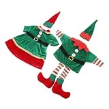2 Stück Weihnachten Party Elf Flaschenhüllen für Weinflaschen, Grün