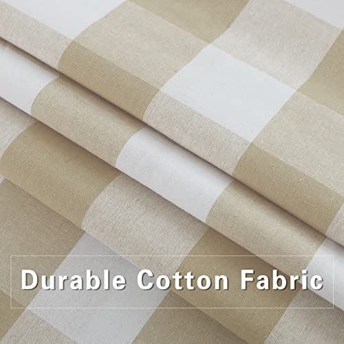 Upopo 2 Pieces Valences Buffalo Check Kitchen Tier Curtains Classic Plaid Gingham Farmhouse Window Curtain Valance Living Room Bedroom Rod Pocket Beige & White 56"X 16" #TOP2