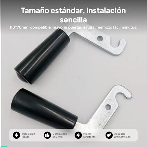 perfk Piezas de manija de puerta de chimenea resistentes a altas temperaturas, accesorios resistentes, manija de metal para el hogar - imagen 8