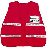 MCR Safety - 611ICV204 ICV204 Incident Command Polyester/Cotton Safety Vest with 1-Inch White Reflective Stripe, Red
