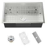 Koardink Kitchen Sink, 30x18 Inch Stainless Steel Drop In Kitchen Sink Modern Undermount Single Bowl Kitchen Sink Gift Combo-SS Grid,Silicon Mat,Drain Strainer Set Compatibility With Various Kitchen