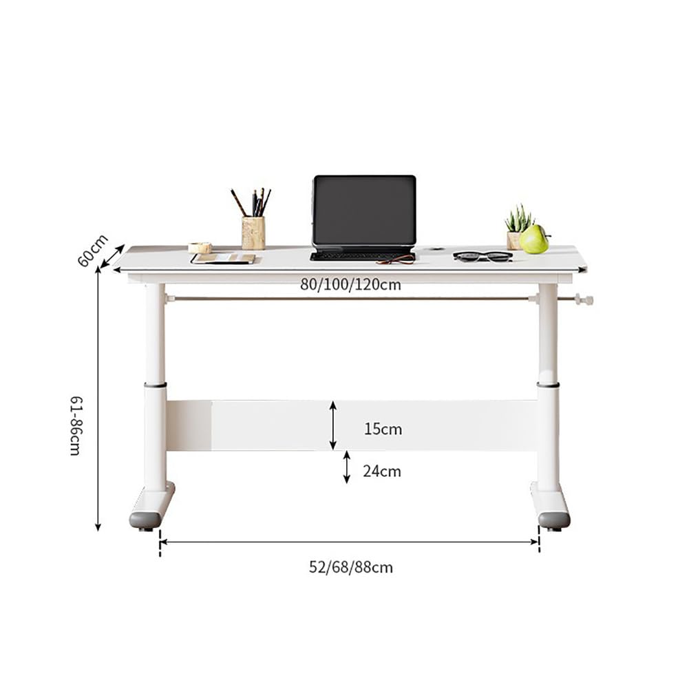 Biurko Z Regulacją Wysokości I Korbką, Ergonomiczne Biurko Stojące Do Biura Domowego, Stolik Komputerowy, Beżowy, 120 Cm – Idealne Do Pracy I Nauki(Beżowy-120Cm)